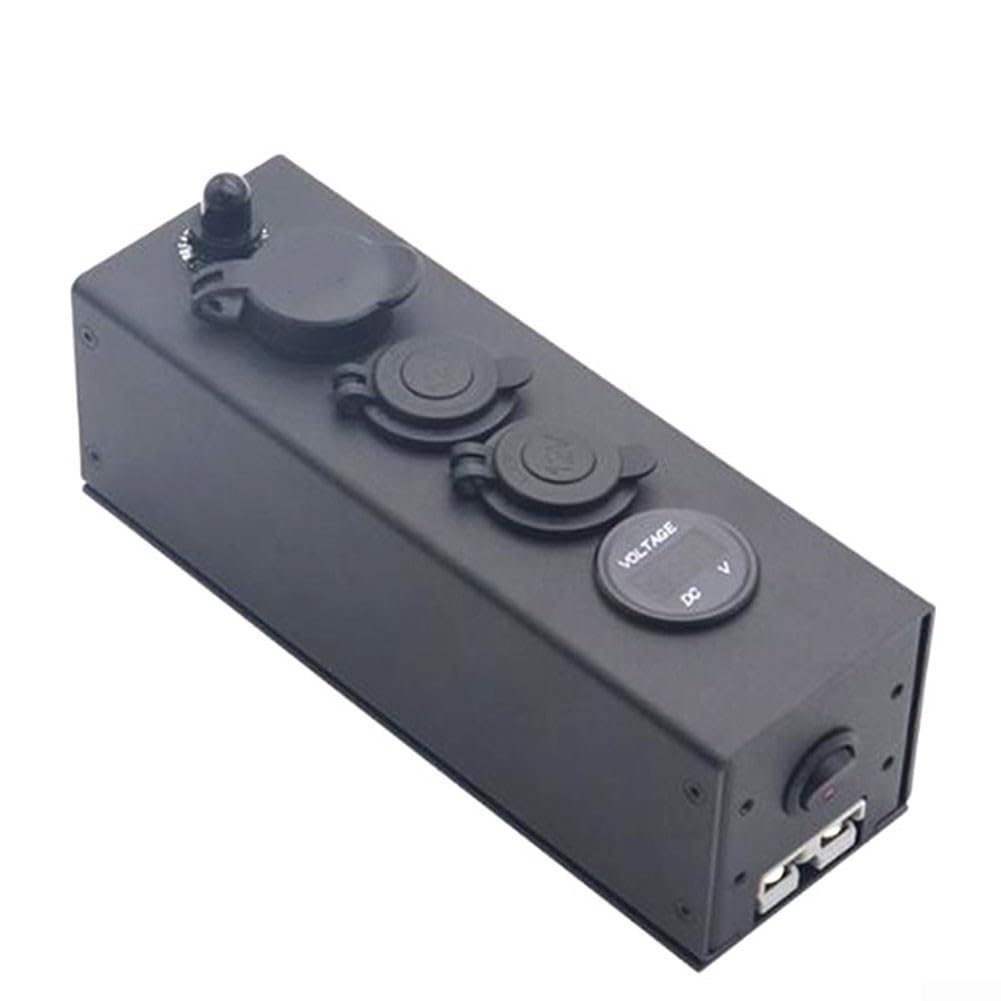 Enchufe de 12 V 24 V con puertos USB y voltímetro, protección contra sobrecarga, caja de interruptor para barco, camión, resistente al agua con cable y cubierta, fácil montaje para vehículos y yates
