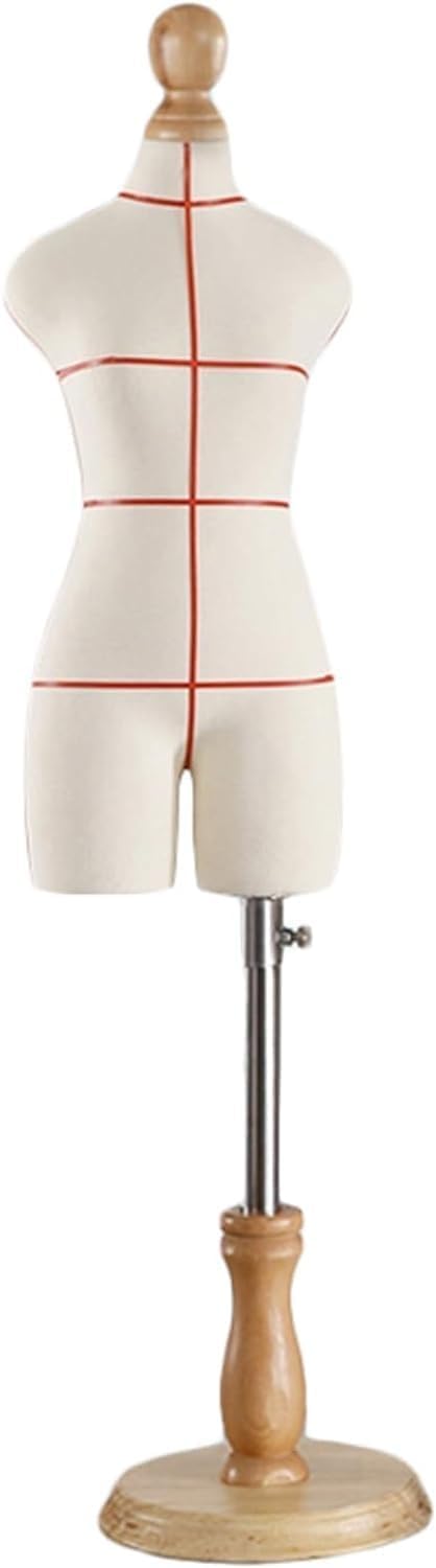 Maniquí de costura mini de escala 1/2, 1/3 y 1/4 con soporte de madera