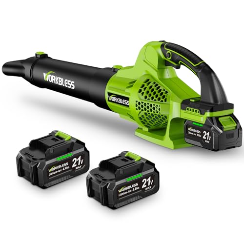 WorkBless 21V Cordless Leaf Blower, 22000RPM, 6-Speed