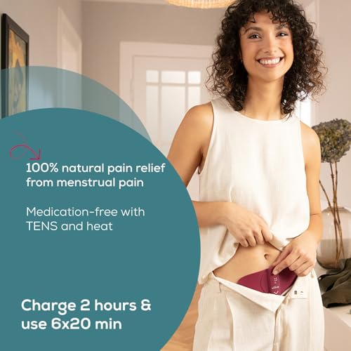 Beurer EM 50 Menstrual Relax, contra el dolor menstrual y el dolor de la endometriosis, función de TENS y calor, con batería recargable
