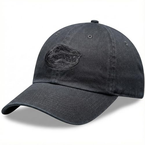 Officially Licensed University Florida Gators Black Clean Up Hat Classic Relaxed Fit Adjustable Embroidered Primary Team Logo Baseball Sports Ball Cap