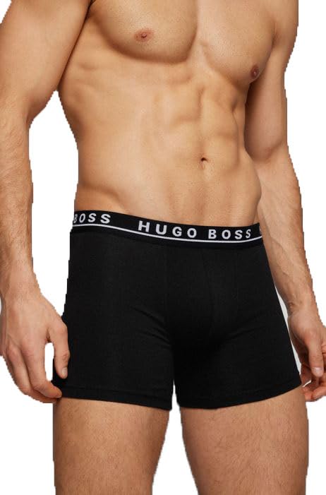 Bóxer Hugo Boss hombre 50492287 pack 3 calzoncillos elásticos color negro azul transpirables