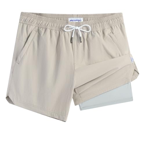 Image of maamgic Mens Swim Trunks 5 inch with Compression Liner Stretch Quick Dry Swim Shorts Swimming Trunks Bathing Suits