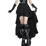 Twfsgirl Goth Long Maxi Skirts Women Y2k Black High Low Punk Emo Ruffle Tiered