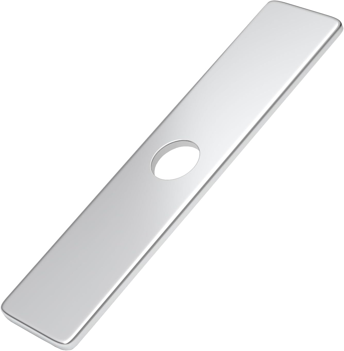 BWE Stainless Steel Plate Faucet Cover Deck Plate 10 Inch for 1 or 3 Hole Bathroom or Kitchen Sink Faucet Chrome Hole Oversized Escutcheon Plate Rectangular Vanity Basin Cover Cap Modern