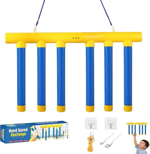 Reflective Drop Stick Challenge Game, Hand Eye Coordination Reflex Training Toy, 3 Adjustable Speed Modes, Catching Sticks Game for All Ages
