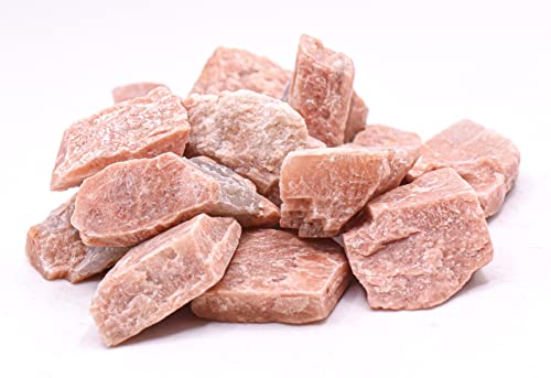 Image of HQRP Natural Peach Orange Moonstone Rough Stones Feldspar Crystal Mineral Gemstone Raw Specimens for Cabbing Fron India (5PCS)