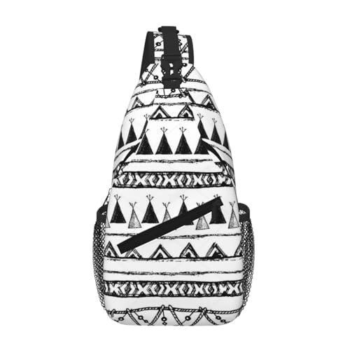 Cross Chest Bag Diagonally-Native American Patterns Print Durable Hiking Daypacks With Large Capacity For Women Men