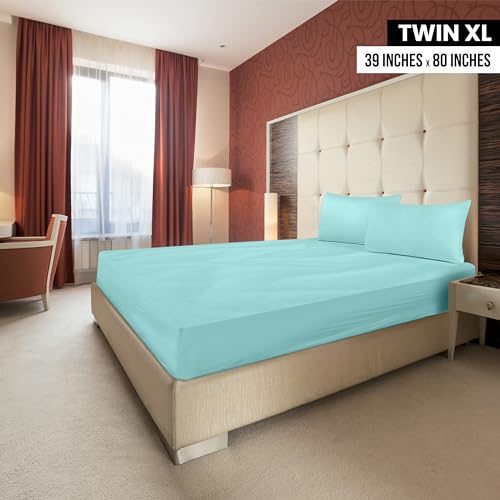 Image of Utopia Bedding Twin XL Fitted Sheets - Bulk Pack of 2 Bottom Sheets - Soft Brushed Microfiber - Deep Pockets - Shrinkage & Fade Resistant - Easy Care (Twin XL, Spa Blue)