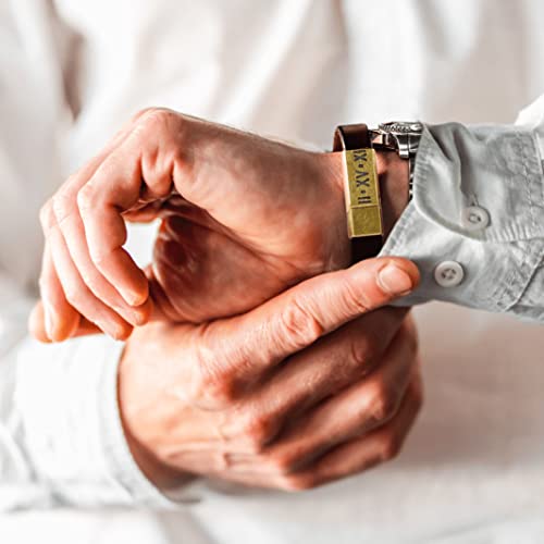 Caramel Leather Bracelet for Men, Custom Bracelets with Magnetic Clasp, Personalized Gifts for Dad, Boyfriend4