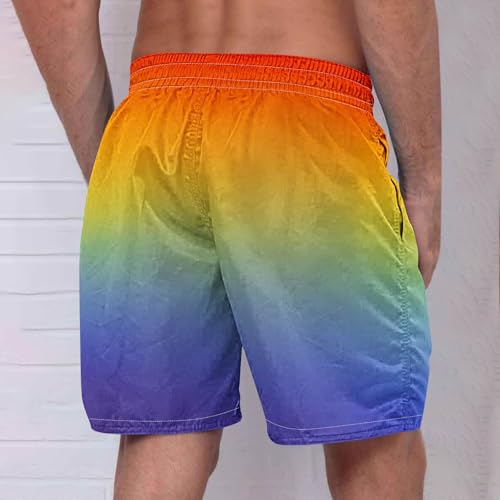 Men Tropical Holiday Shorts with Pockets Elastic Waist Rainbow Swimtruncks Casual Summer Boardshorts 2025 Beach Wear3
