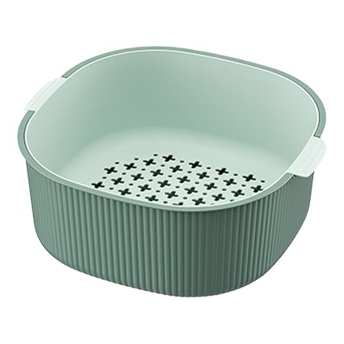Cesta drenante – Cesta drenante de doble capa para la casa | Cesta escurreplatos multiusos | Cesta escurreplatos plegable | Cuenco para filtro portátil lavable en lavavajillas, cuenco L