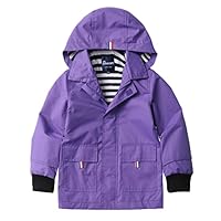 Hiheart Girls Waterproof Hooded Jackets Cotton Lined Rain Jackets Purple 6-7