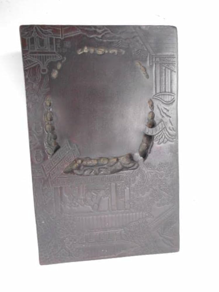 何其仁　古硯　蘭亭硯　 風景人物図　端渓硯　大型　約8.4㎏　書道具　Q1902 何其仁 古硯 蘭亭硯 風景人物図 端渓硯 大型 約8.4㎏ 書