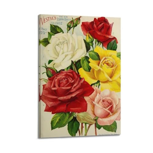 Poster rose vintage 1912 Vestal's avec cadre en toile décorative pour chambre 30x45 cm