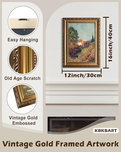 Paysage rustique KBKBART cadre doré pour mur vintage
