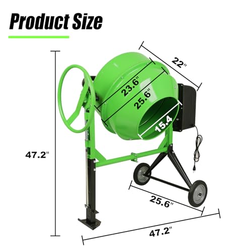 Cimcame Electric Concrete Mixer 5.7 Cu Ft Portable Wheelbarrow Cement Mixing Machine for Stucco Mortar Seeds