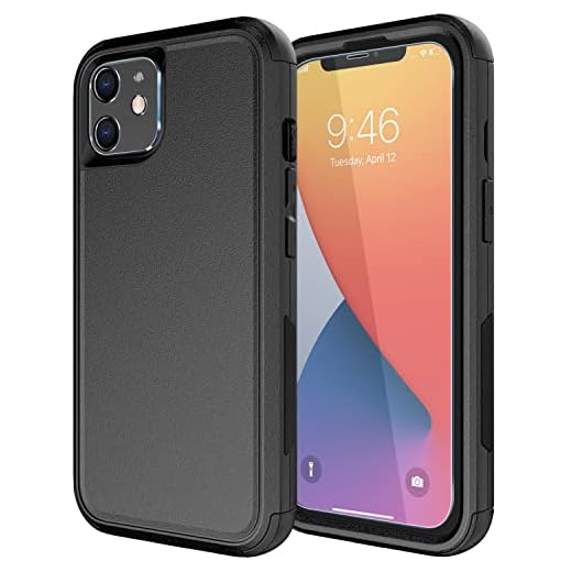 Diverbox for iPhone 11 Case [Shockproof] [Dropproof] [Tempered Glass Screen Protector + Camera Lens Protector],Heavy Duty Protection Phone Case Cover for Apple iPhone 11 (Black)