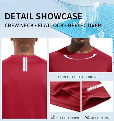 Image of Men's Quick-Dry Sportswear T-Shirts,4 /6 Pack Breathable Moisture Wicking Gym Tops for Training & Workout,Short Sleeve Tees