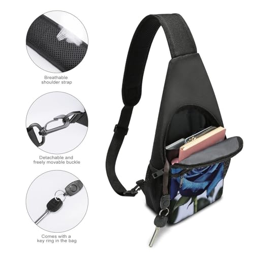 Mochila Crossbody Pequeña Deportiva Azul con Estampado Floral miniatura 3