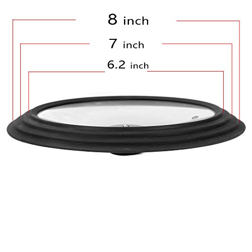 Universal Lid For Pans,Pots And Skillets Tempered Glass With Food Grade Silicone Rim Heat Resistant Konb Fits 6.2 7 7.8 Inch Cookware (16/18/20Cm) Small Black #TOP1
