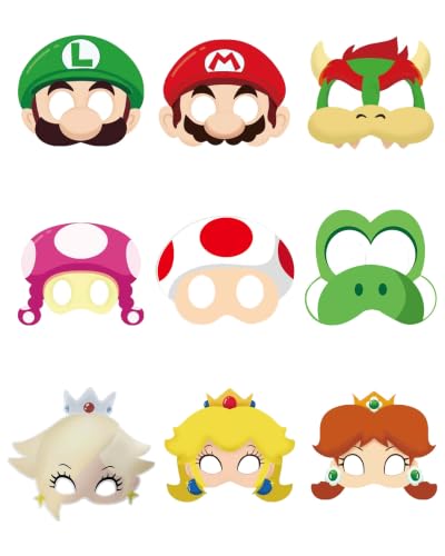 Image of Jolbndcv 12 Pcs Masks, Game Themed Cartoon Role Play Bros Party Favors, Birthday Cosplay Mask Halloween Dress Up Supply