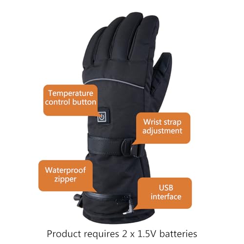 Guantes de invierno impermeables con batería recargable térmica 3