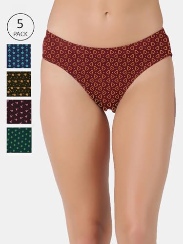 Image of HAP Girl's 100% Cotton Dark Printed Brief Cut Panty (Pack of 5)
