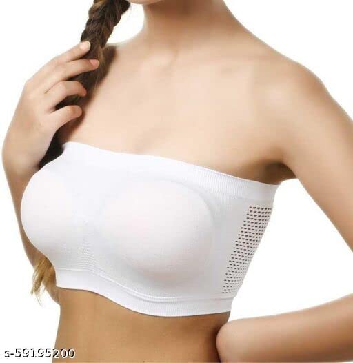 Image of Gozzby Womens & Girls Full Coverage Stylish Bandeau Non Padded Cotton Seamless Tube Bra