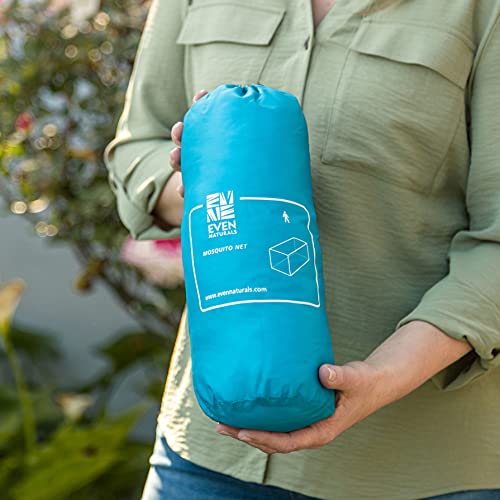 Even Naturals Luxury Mosquito Net For Double To King Size Bed Canopy | Camping Screen House | Finest Mesh – 300 Holes Per Square Inch, 2 Entries, Easy To Install, Hanging Kit, Storage Bag (X-Large) #TOP5