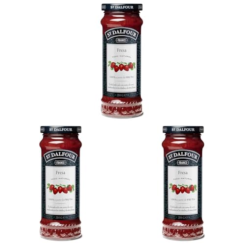 St Dalfour FRESAS | Fruta triturada | Mermelada natural 284g | 100% fruta sin azúcares añadidos (Paquete de 3)