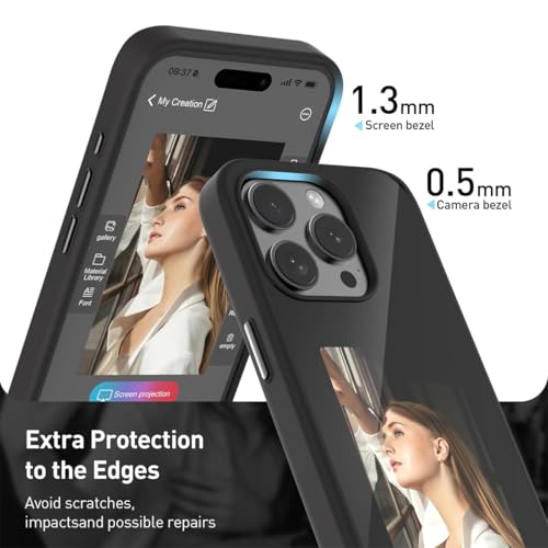 Étui intelligent NFC pour iPhone 16 avec écran encre e-ink interchangeable noir - 6