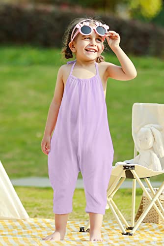 Raisevern 2T 3T Romper Baby Girls Summer Clothes Purple Slouch Jumpsuit Toddler Infant Strap Backless Jumper One Piece Harem Outfits Kid Overalls #TOP1