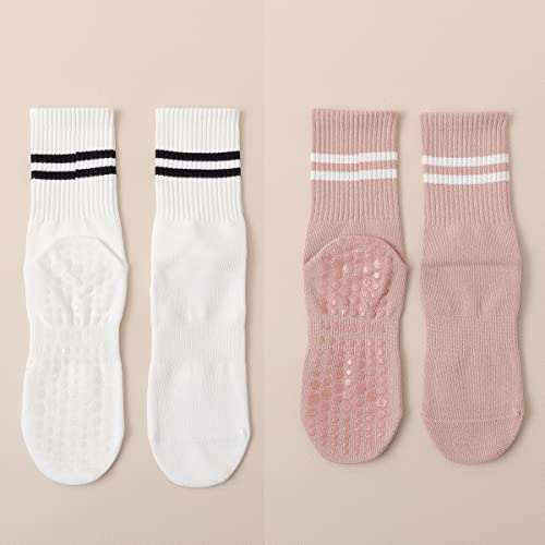 Anroll Yoga Socks With Grips Non Slip Grip Socks For Women, 3 Pairs, Size 6 To 9 (Socks Set 1) #TOP2
