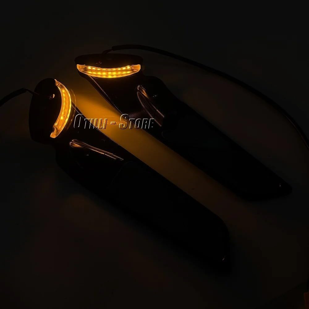 Compatible with Kawasaki Ninja 1000 ZX-10R(2019-2025)/ ZX-10RR(2017-2025) Motorcycle Side Mirrors with LED Turn Signal Light Aluminum Blue Lenses Rearview Mirrors