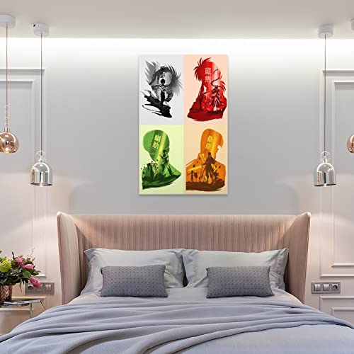 Rivyos Y10 Anime Yu Yu Hakusho Urameshi Yuusuke Kuwabara Kazuma Kurama Hiei Silhouette Yuyu Hakusho Modern Poster Art Paintings On Canvas For Home Room Office Wall Decoration 16X24Inch(40X60Cm) #TOP7