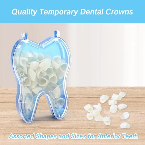 Image of 100 Pcs Tooth Caps for Broken Tooth Mixed Sizes Dental Temporary Crown Kit Front Cap Covers for Adults Dental Crowns Temporary Teeth