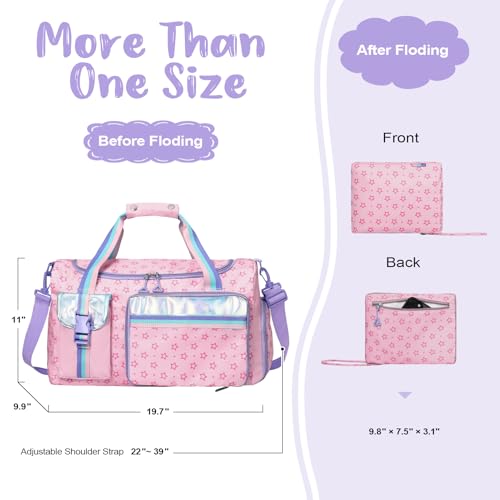 WOOMADA Travel Duffle Bag, Weekend Bag with Wet Pocket & Trolley Sleeve, Gym Dance Bag With Shoe Compartment(Star Pink) — view 2