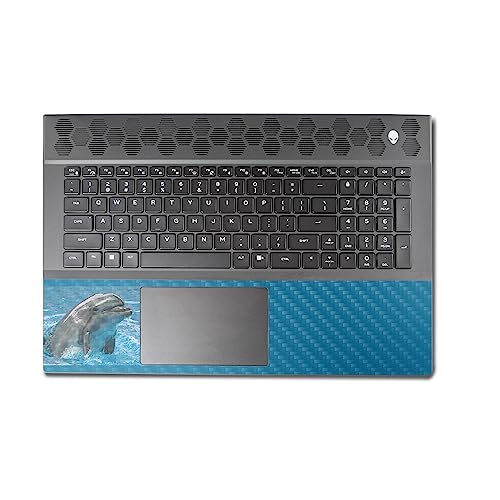 Image of MightySkins Carbon Fiber Skin Compatible with Alienware M18 R1 (2023) Full Wrap Kit - Dolphin Greeting | Protective, Durable Textured Carbon Fiber Finish | Easy to Apply | Made in The USA