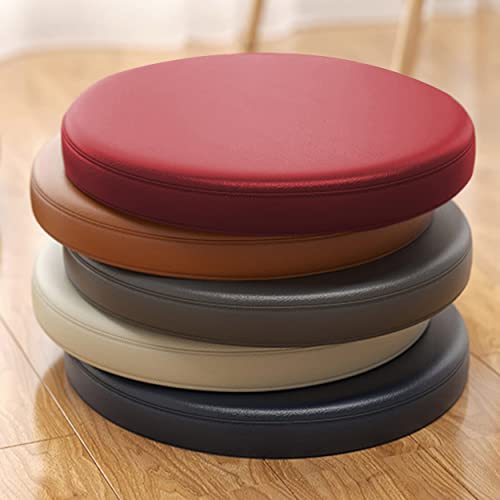 Coussin de chaise rond en cuir synthétique imperméable et durable pour salle à manger, jardin, intérieur et extérieur (35 x 35 x 5 cm, marron foncé) Cover