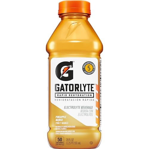 Gatorlyte Rapid Rehydration Electrolyte Beverage, Pineapple Mango, 20 Fl Oz (Pack of 12)