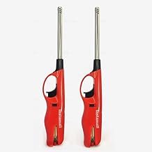 SevanAmaze ABS Plastic Adjustable Flame Lighter Ideal for Kitchen Stove, Candles,Refillable Pack of 2 (Red)