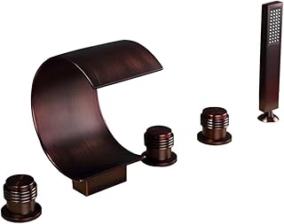 5 Units Mixer Faucet Bathtub Tap Brown Dual Lever Bath Taps with Shower Bathroom Waterfall Tap Cold and Cold Multifunction Basin Mixer Taps Bathroom