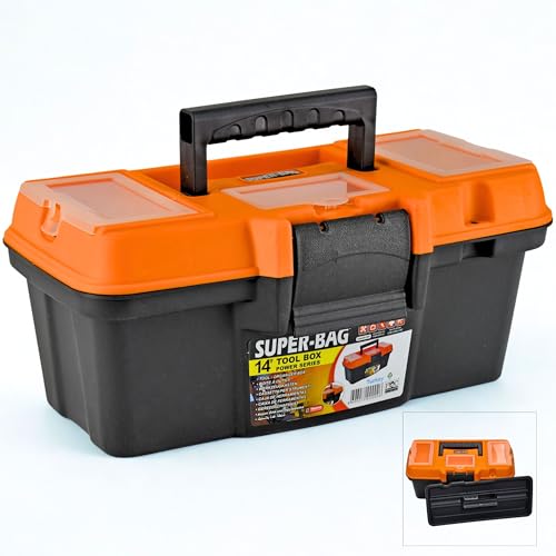Werkzeugkoffer leer Classic 14" (34×17×15 cm), abschließbar, Werkzeugbox mit Griff & Kleinteilefächâ€¦ – Miniatur