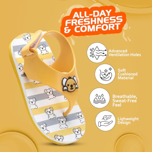 Image of Duosoft Kids Flip Flop Sandals with Bear Motif, Slippers for Baby Girl and Baby Boy, Indoor and Outdoor Slipper for Kids with Strap (K-401)