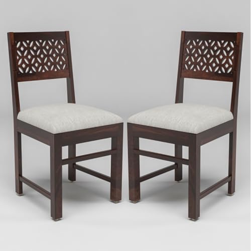 Image of Sheesham Wooden 2 Dining Chair Set for Living Room | Solid Wood Study Chair for Living Room | Office Chair for Home & Office | Rosewood Chair Set (Set of 2, Walnut)