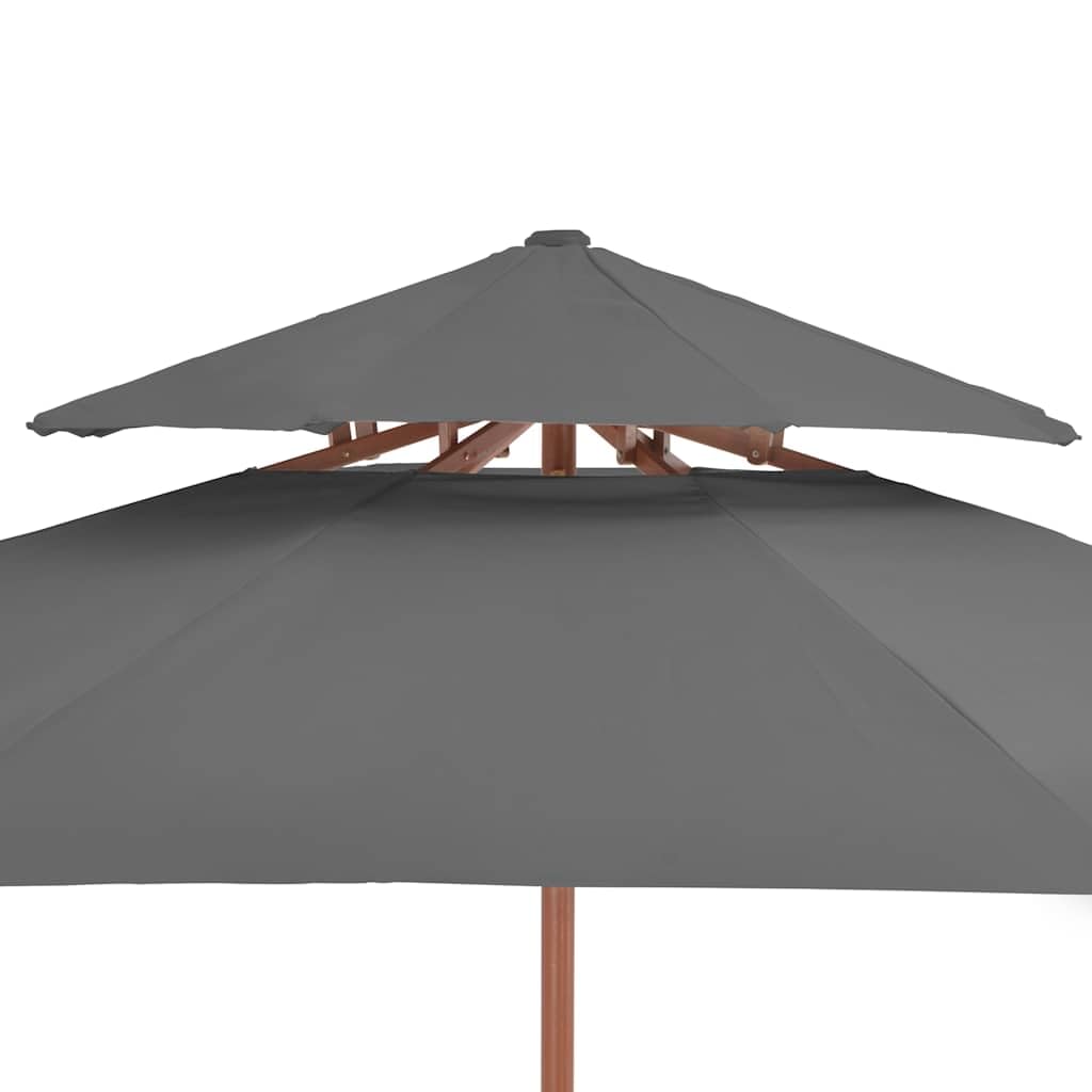 Antracyt parasol 270 cm z drewnianym kijem