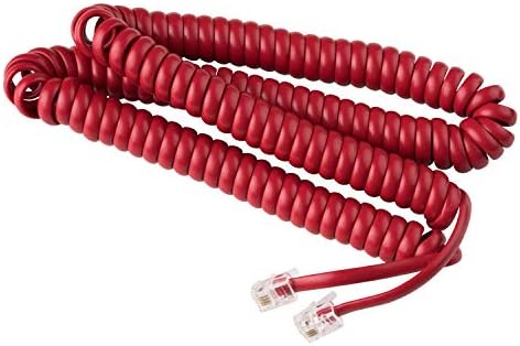 Phone Cord for Landline Phone – Tangle-Free, Handset Curly Telephones Land Line Cord – Easy to Use + Excellent Sound Quality – Phone Cords for Home or Office (15ft Long) Color: Crimson Red