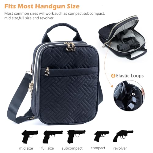VIGEGARI Soft Pistol Case, Gun Bag for Women, CCW Pistol Bag, Crossbody Gun Bag, Concealed Carry Gun Pouch, Small Tactical Range Bag, Gun Case (Black) - Thumbnail 4