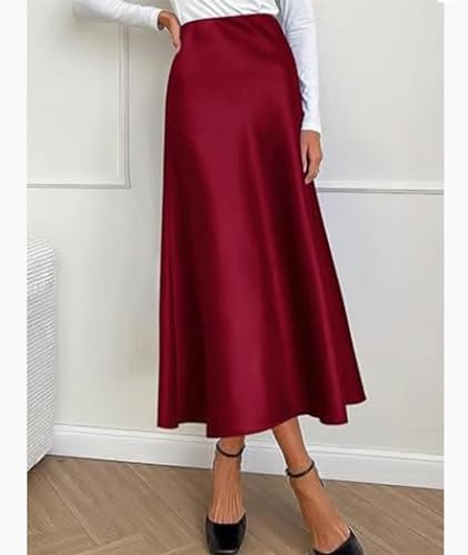 SEMATOMALA 2025 Women Long Satin Spring Summer Skirt Silk Elegant High Waist Cocktail Party Wedding Flared Midi Skirts2